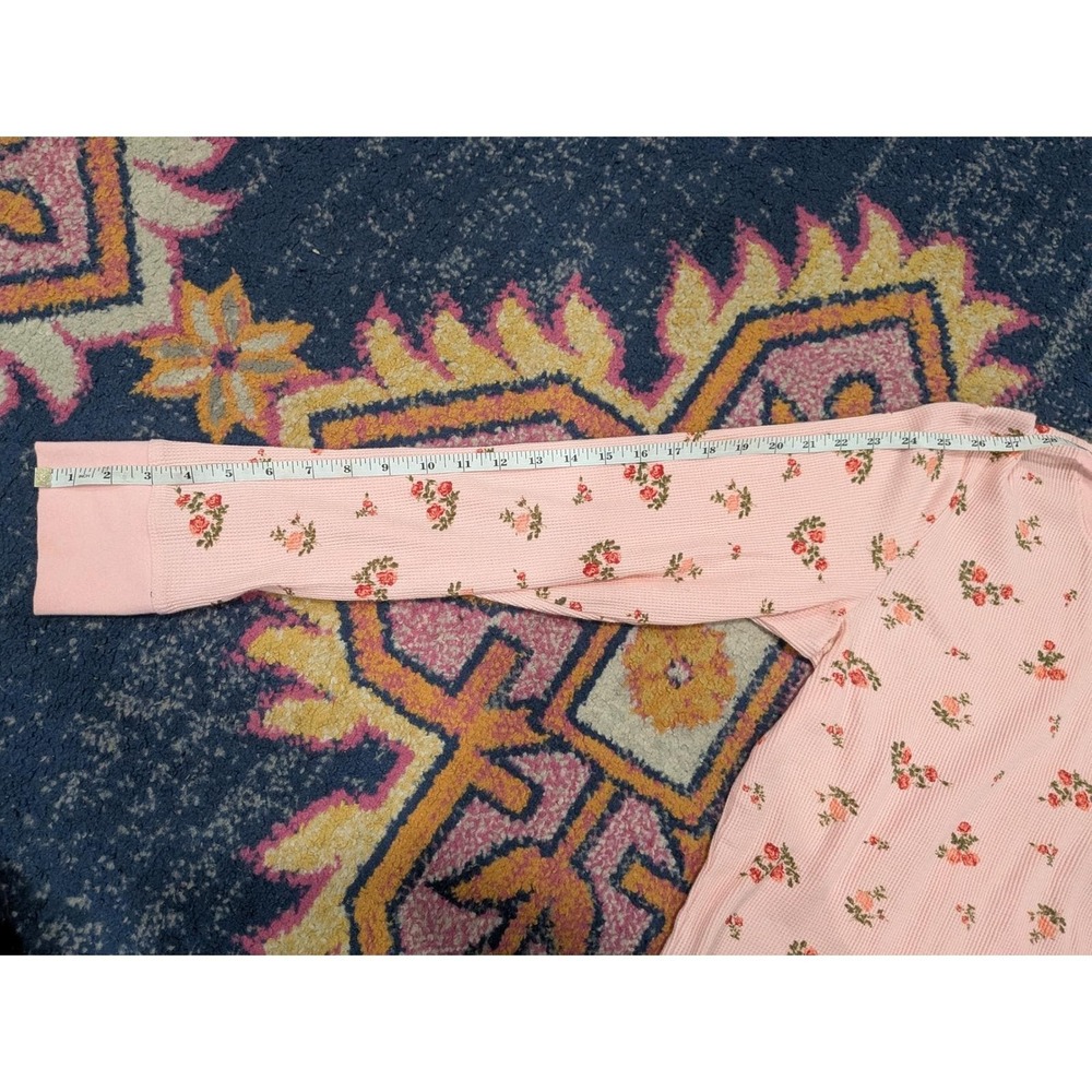 URBAN OUTFITTERS Out From Under Pink Floral‎ Rose Waffle Thermal Top XL Cotton - Picture 7 of 10